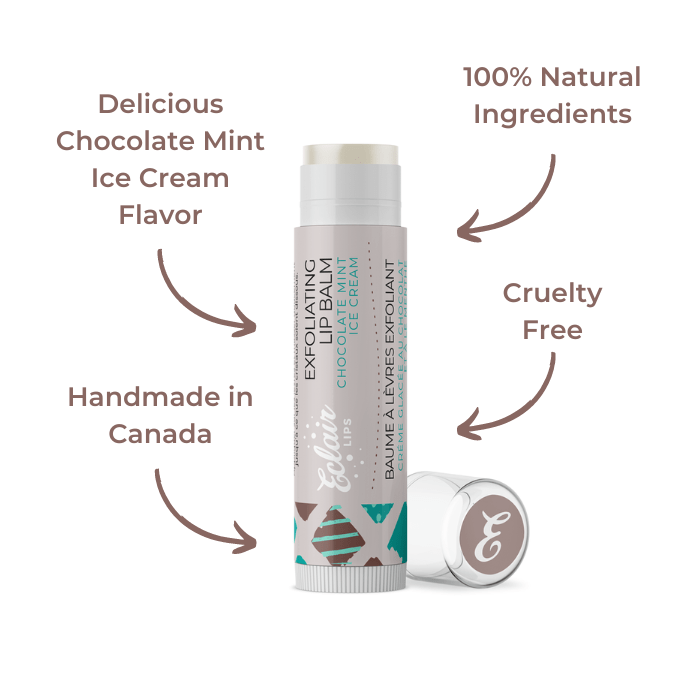 Eclair chocolate mint ice cream lip balm, exfoliating, cruelty-free, handmade...
