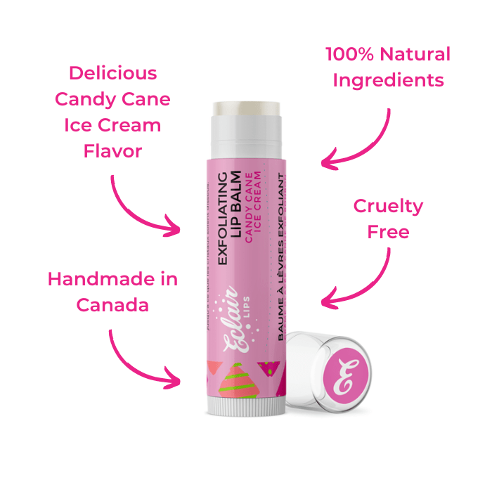 Eclair Lips Exfoliating Lip Balm - Candy Cane Ice Cream Flavor