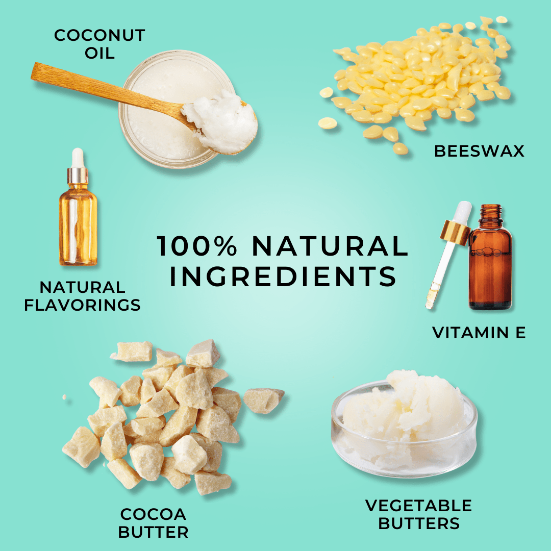 coconut oil, beeswax, cocoa butter, etc.