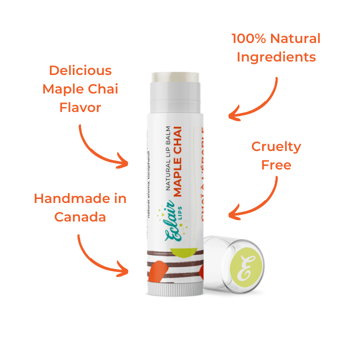 Eclair Maple Chai lip balm with natural ingredients, cruelty-free, handmade in...