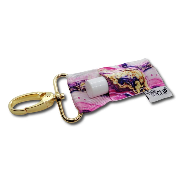 Magenta and Gold Marble LippyClip® Lip Balm Holder