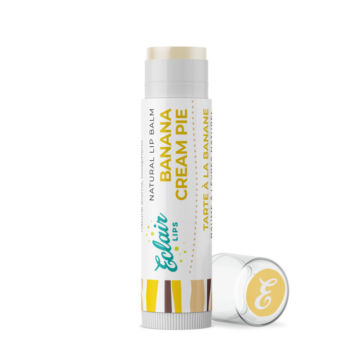 Banana Lip Balm on White Background