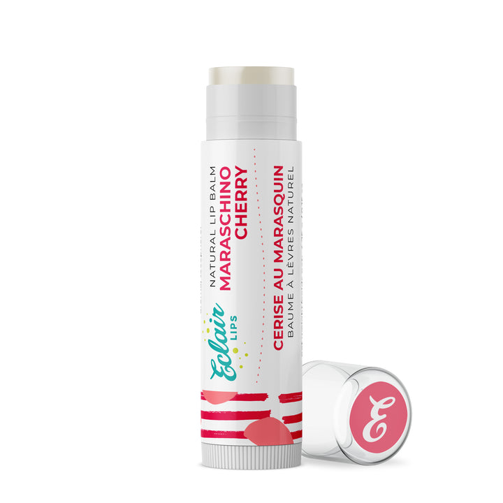 Maraschino Cherry Lip Balm on White Background